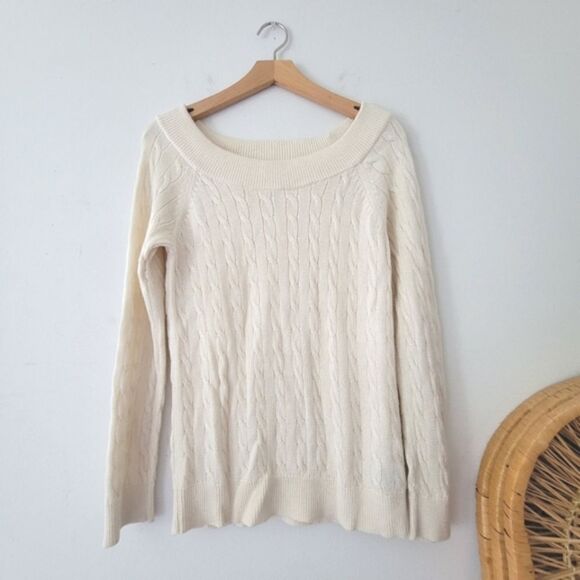 Ralph Lauren Cotton Blend Cream Cable Knit Sweater M - Picture 1 of 8